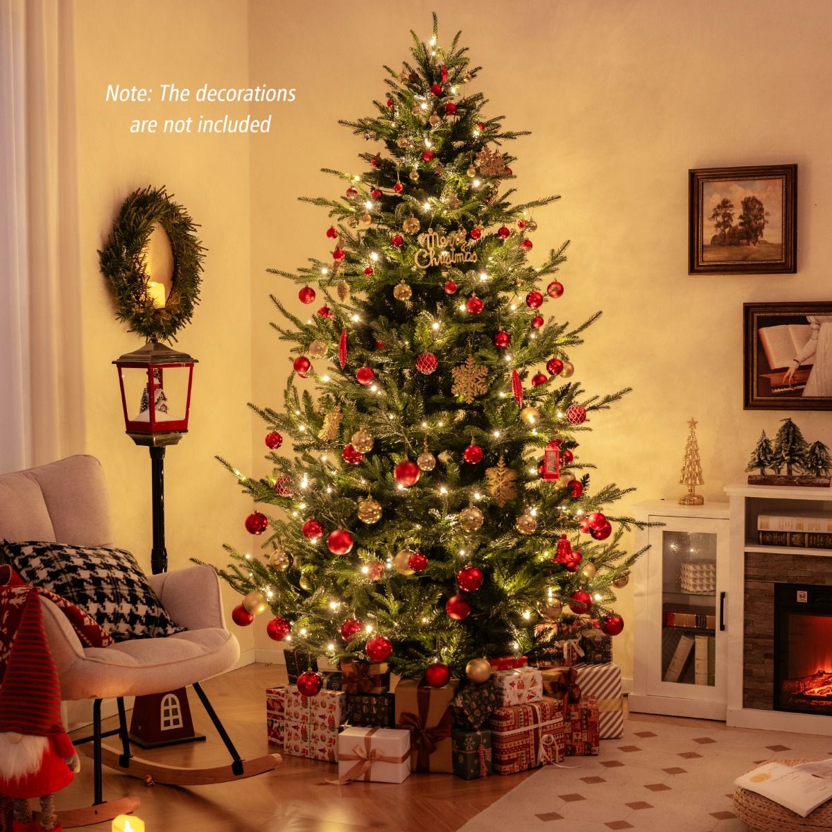 Coast Kunstkerstboom 240 cm Groen – Scharnierend – Voorverlicht met 450 Warm Witte LED’s – Vol & Realistisch – Met Metalen Standaard
