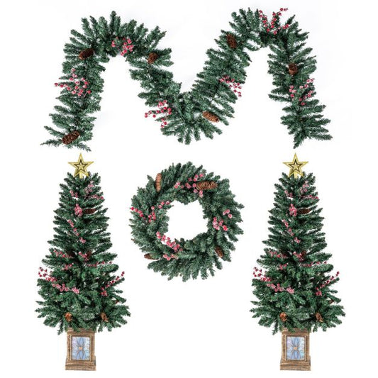 Coast Kerstdecoratie Set - Boom - Slinger - Krans - Entree - PVC - 4-delig