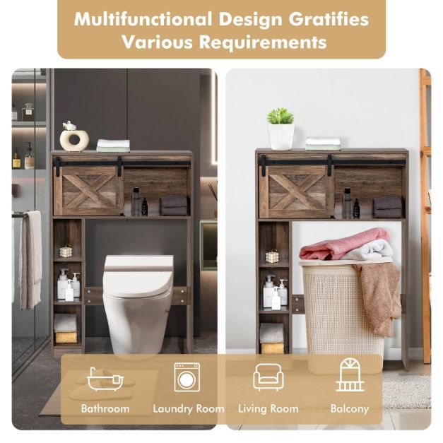 Coast Toiletkast – Met Schuifdeur – 84 x 17 x 128 cm – Bruin