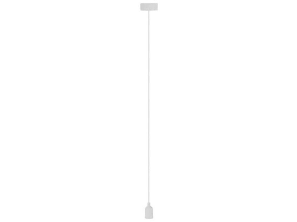 Vellight Design Lamphouder – Voorzien Van Flexibele Siliconen Plafondrozet En Inkortbare Textielkabel En E27 Fitting – Voor Woonkamer En Eettafel – Wit Siliconenrubber – Eén komma Vier Meter