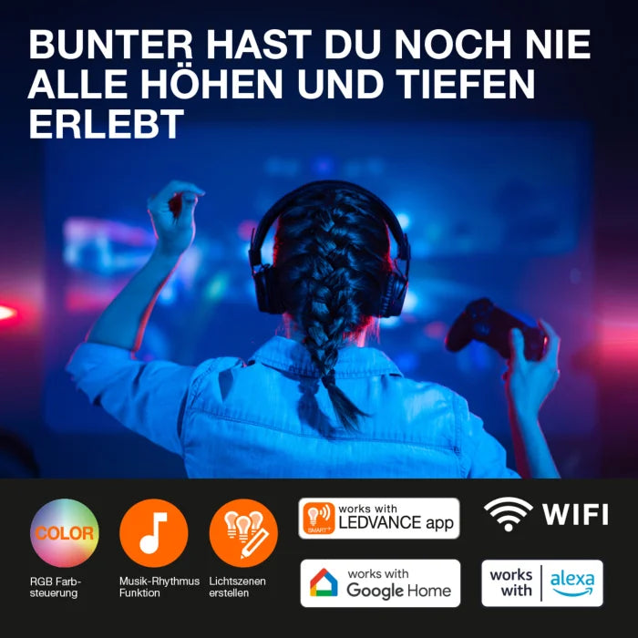 Ledvance Cornerslim Smart Wifi Vloerlamp 80 cm – Zwart – RGB & CCT – Slanke Smart Staande Lamp voor Modern Interieur