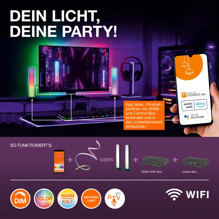 Ledvance Cornerslim Smart Wifi Vloerlamp 80 cm – Zwart – RGB & CCT – Slanke Smart Staande Lamp voor Modern Interieur