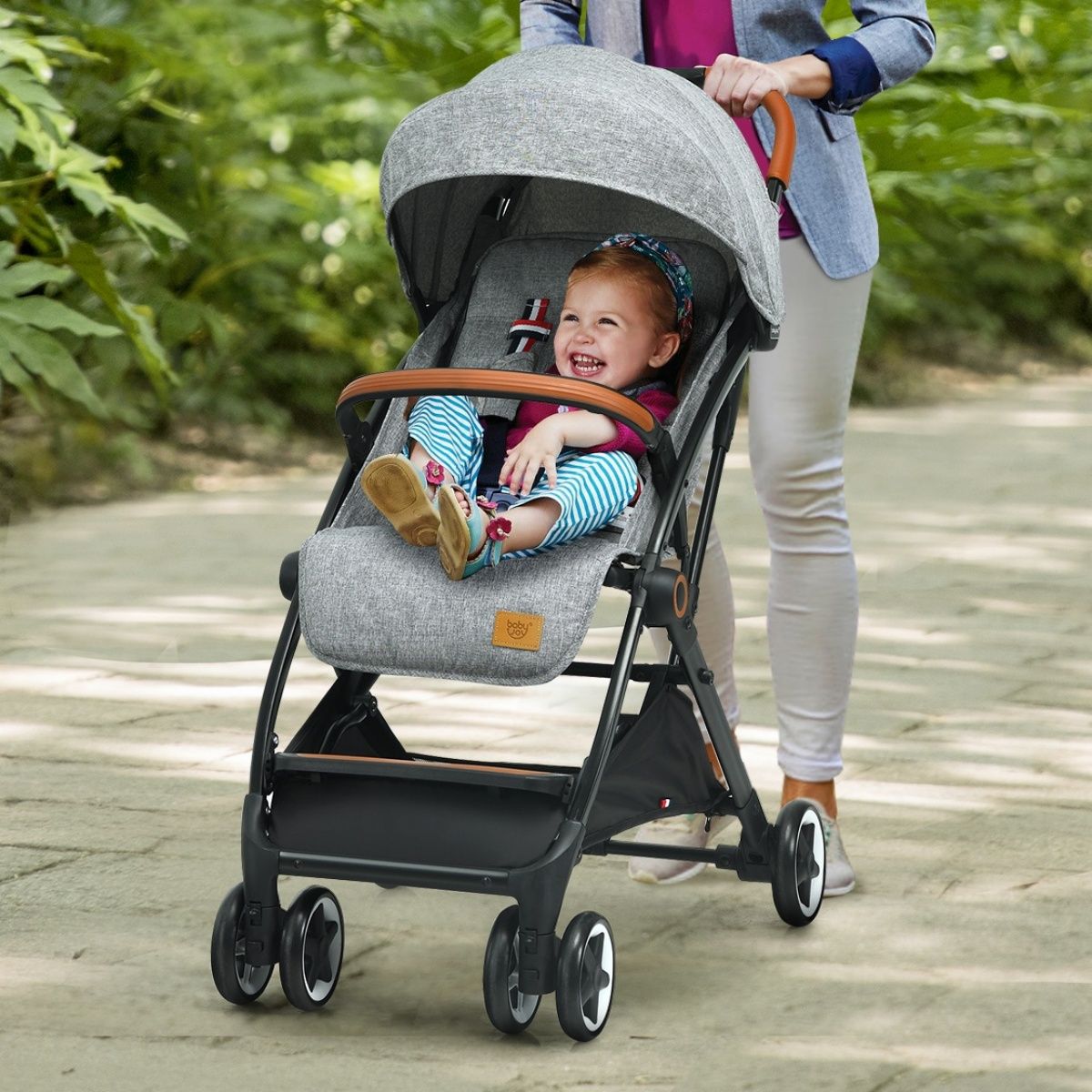 Coast Opvouwbare Kinderwagen - Verstelbare Rugleuning en Voetensteun - Intrekbare Zonnekap - 41 x 72 x 96,5 cm - Grijs