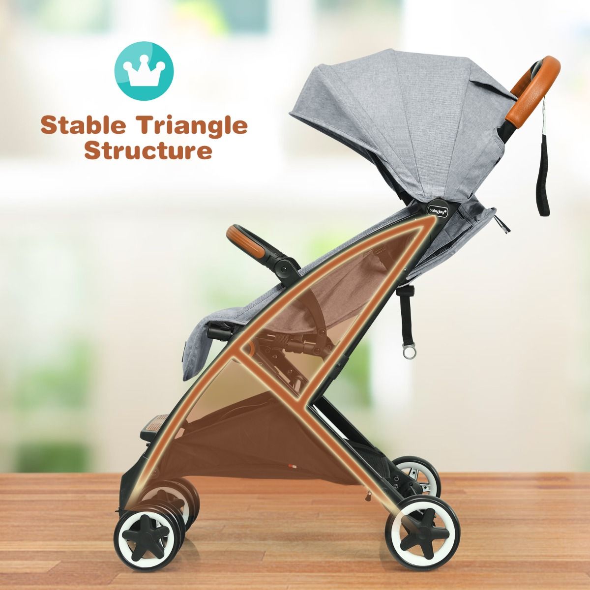 Coast Opvouwbare Kinderwagen - Verstelbare Rugleuning en Voetensteun - Intrekbare Zonnekap - 41 x 72 x 96,5 cm - Grijs
