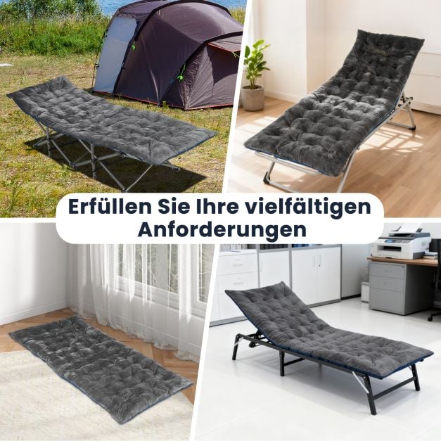 Coast Ligbedkussen Grijs – Dik Loungestoelkussen met Bevestigingsbanden – 190 x 70 x 7 cm