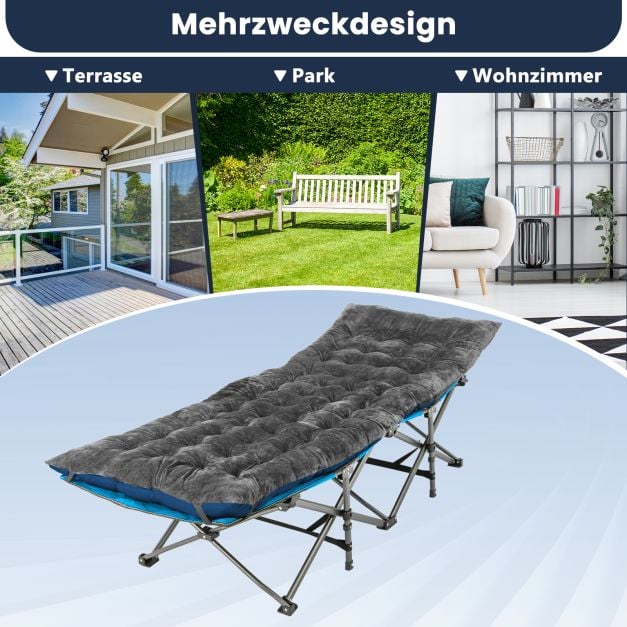 Coast Ligbedkussen Grijs – Dik Loungestoelkussen met Bevestigingsbanden – 190 x 70 x 7 cm