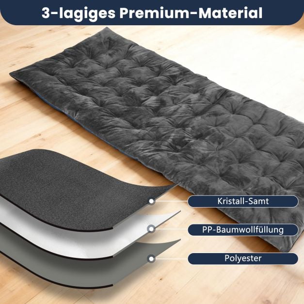 Coast Ligbedkussen Grijs – Dik Loungestoelkussen met Bevestigingsbanden – 190 x 70 x 7 cm