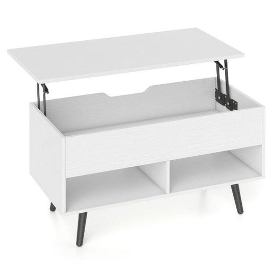 Coast Lift Top Salontafel Wit – 120 x 60 x 45 cm – Met Opbergruimte en Open Planken