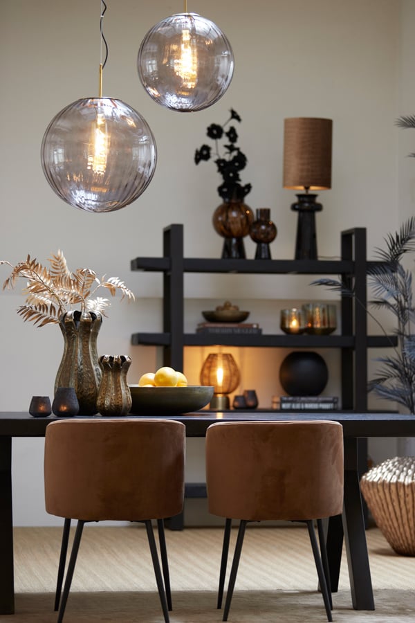 Light & Living MAGDALA Hanglamp Ø40x40 cm – Grijs Glas – Modern Design – E27