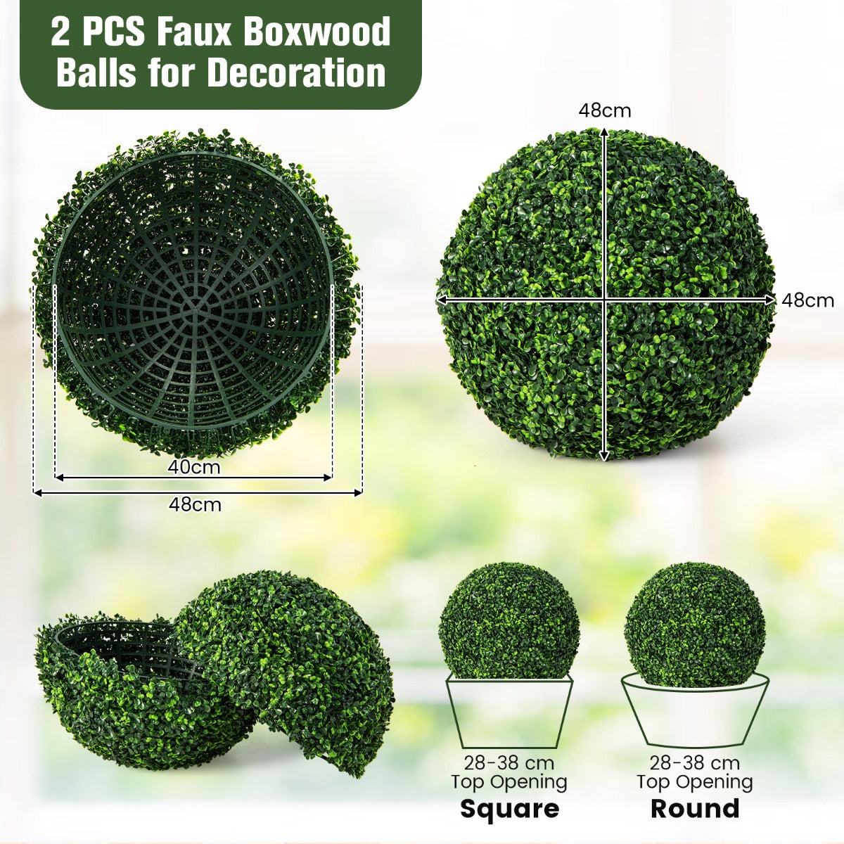 Coast 2-serie buxus UV-resistente decoratieve sferische planten 48 x 48 x 48 cm