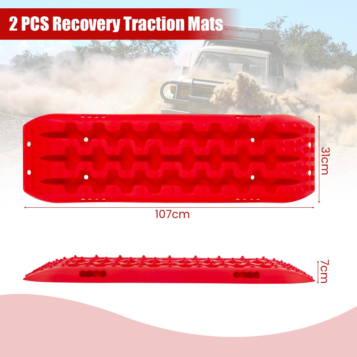 Coast Set van 2 Antislipmatten voor Autos - 107 x 31 x 7 cm - Rood