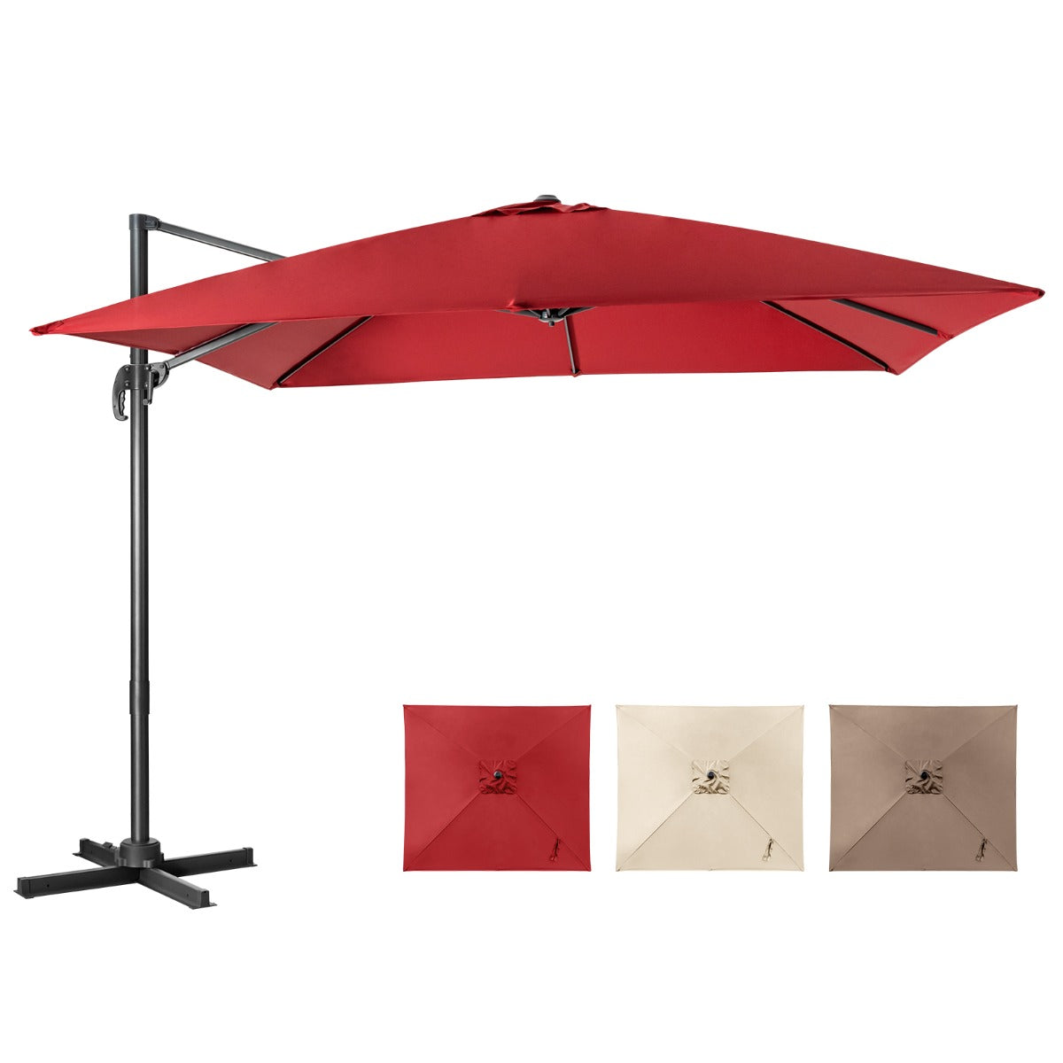 Coast Zweefparasol - Kantelbaar - 300 x 300 x 273 cm - Wijnrood