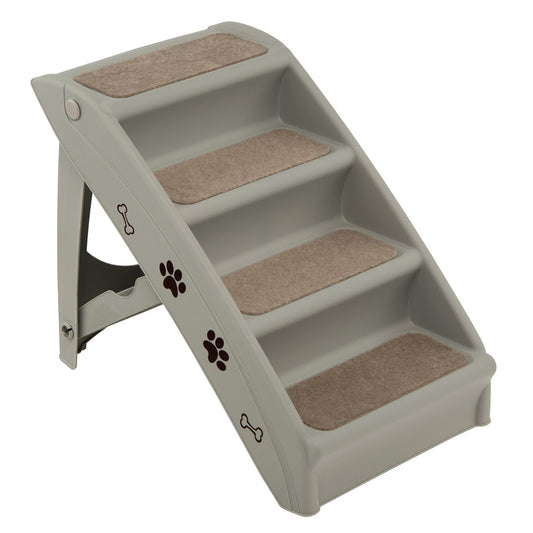 Coast Pet trappen met 4 stappen draagbare klimladder veilig honderd helling 62,5 x 38 x 49 cm grijs
