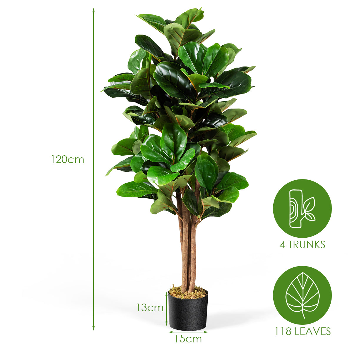 Coast 120 cm Artificial Fig Tree Art Plant Decoratie met Flowerpot
