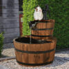 Coast Tuinfontein – Houten Design met Waterpomp – Ø44,5 x 61 cm – Bruin/Zwart
