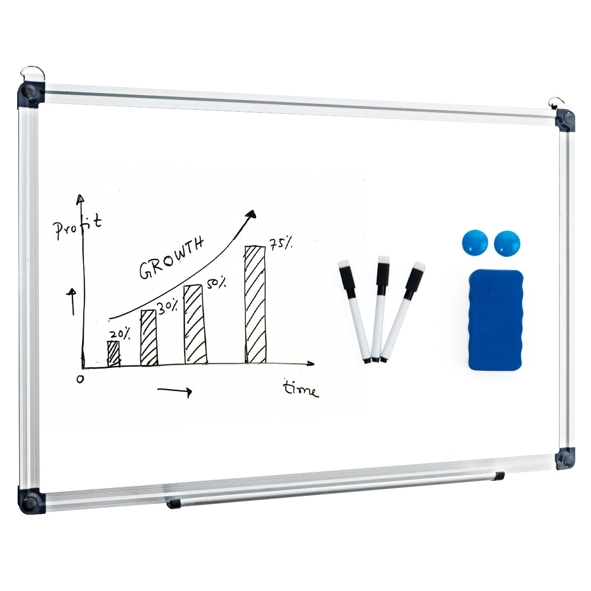 Coast Whiteboard Magnette Table schrijft paneelwandtafel memoboard met aluminium frame 60 x 40 cm