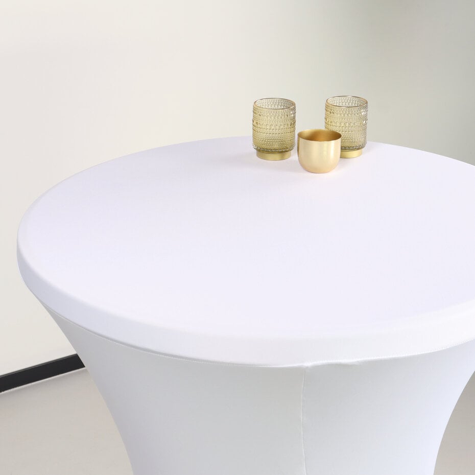 Statafelhoes & Statafelrok – 80 x 110 cm – Wit Polyester – Rekbaar Stretch Materiaal – Voor Cocktailtafel & Evenementen – Luxe Uitstraling & Wasbaar
