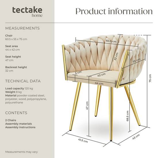 tectake Eetkamerstoel Astano – Fluweel – Zwart