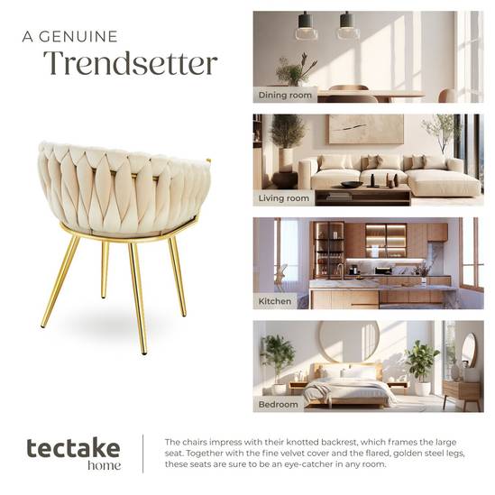 tectake Eetkamerstoel Astano – Fluweel – Zwart