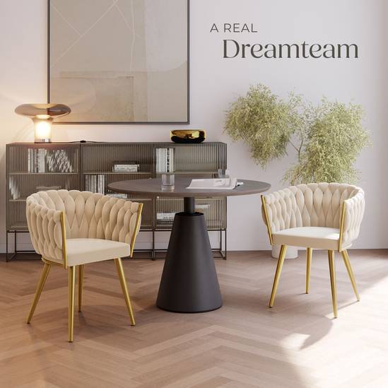 tectake Eetkamerstoel Astano – Fluweel – Zwart