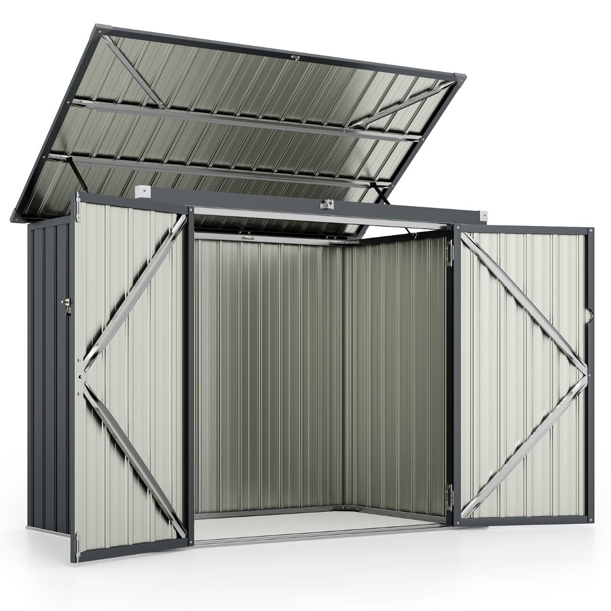 Coast Afvaltonnenbox voor 2 afvaltonnen 172x95,5x130 cm Zwart – Duurzame verzinkte metalen opbergbox