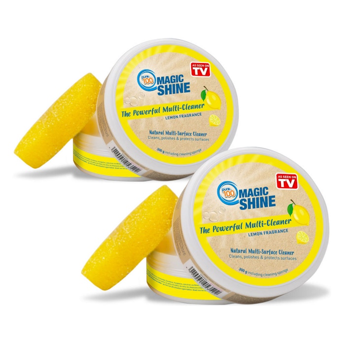 Pure 100 Magic Shine 2-Pack Multi-Surface Reiniger en Polijstmiddel – Natuurlijke Franse Klei – Citroengeur