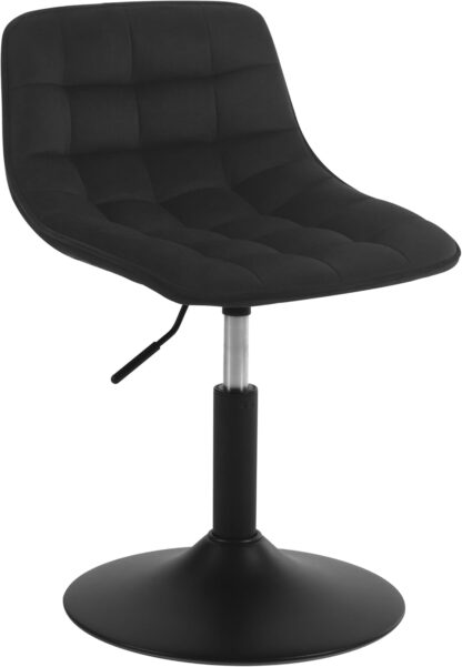 WOLTU fluwelen kruk met rugleuning - verstelbare zithoogte 38-49,5 cm - 360 graden draaibaar - zwart
