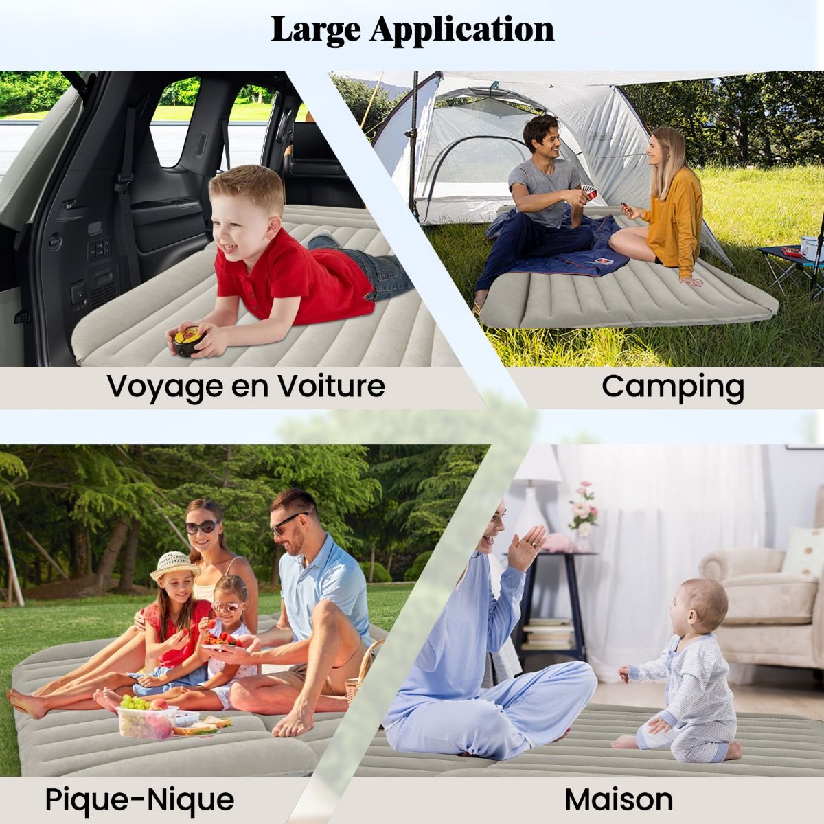 Coast Opblaasbaar SUV Luchtbed Auto Matras Grijs 190 x 130 x 15 cm - Dubbelzijdig Reisbed met Luchtpomp en Draagtas