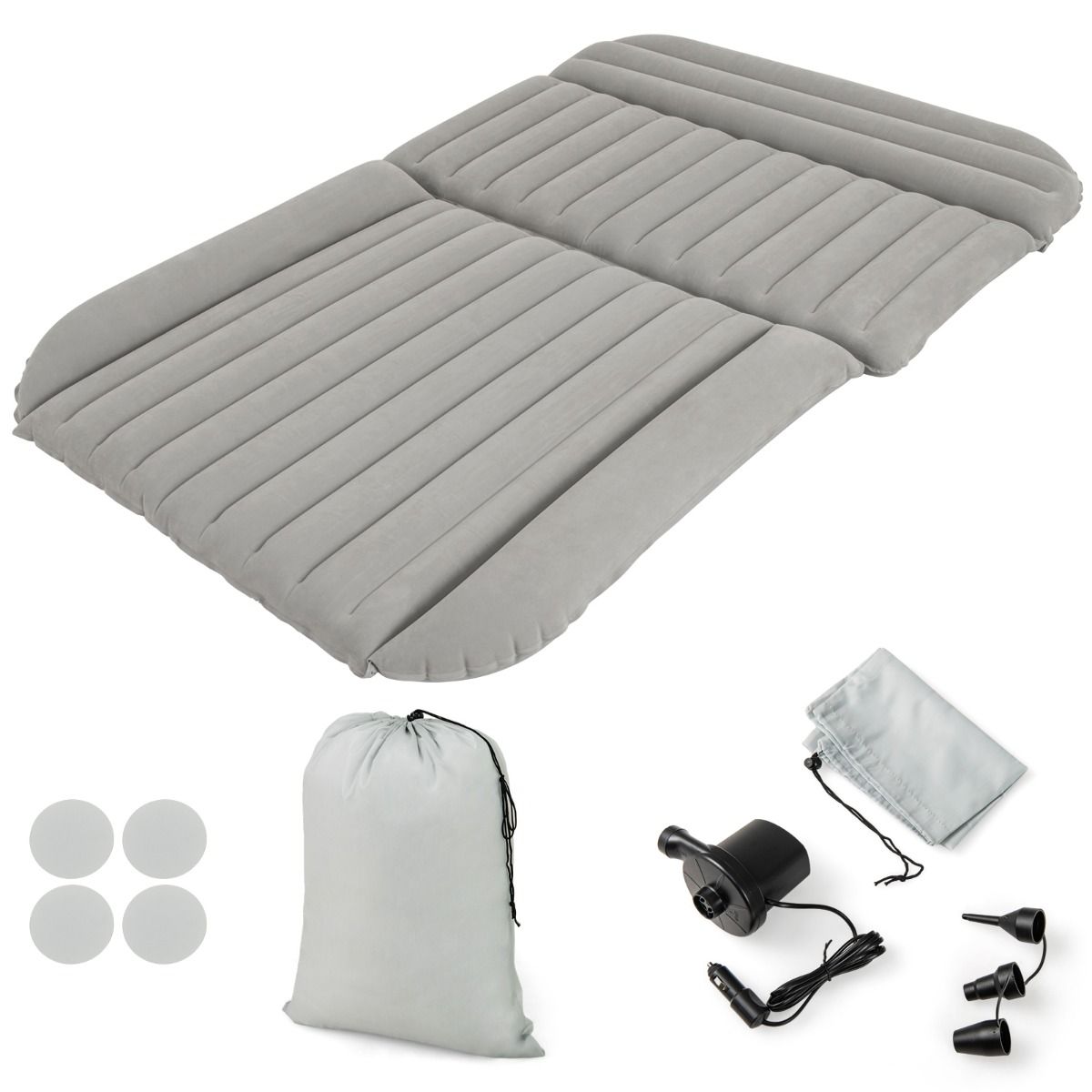 Coast Opblaasbaar SUV Luchtbed Auto Matras Grijs 190 x 130 x 15 cm - Dubbelzijdig Reisbed met Luchtpomp en Draagtas