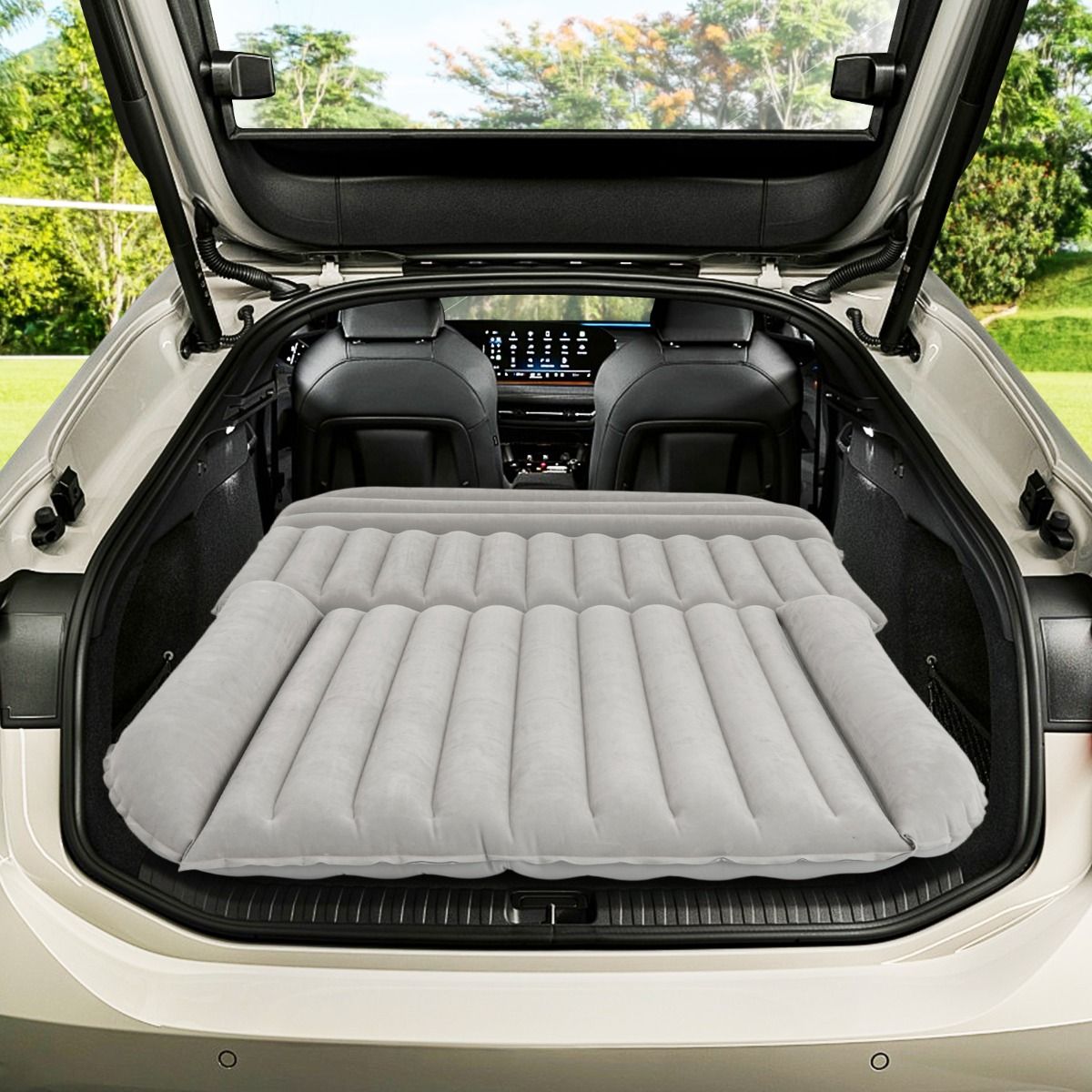 Coast Opblaasbaar SUV Luchtbed Auto Matras Grijs 190 x 130 x 15 cm - Dubbelzijdig Reisbed met Luchtpomp en Draagtas