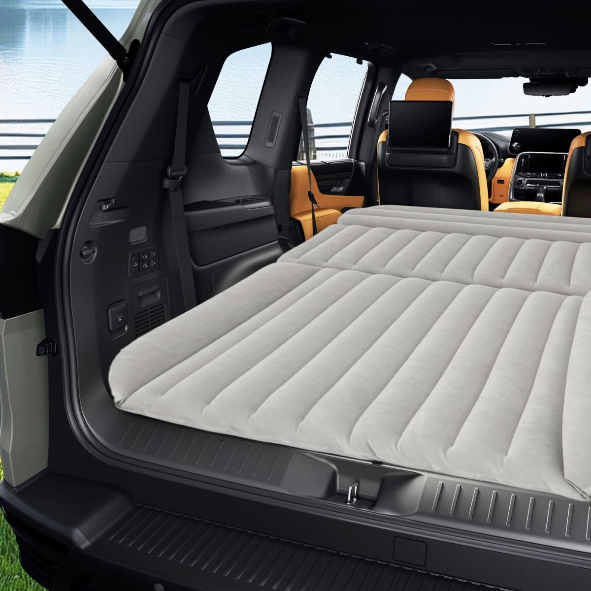 Coast Opblaasbaar SUV Luchtbed Auto Matras Grijs 190 x 130 x 15 cm - Dubbelzijdig Reisbed met Luchtpomp en Draagtas