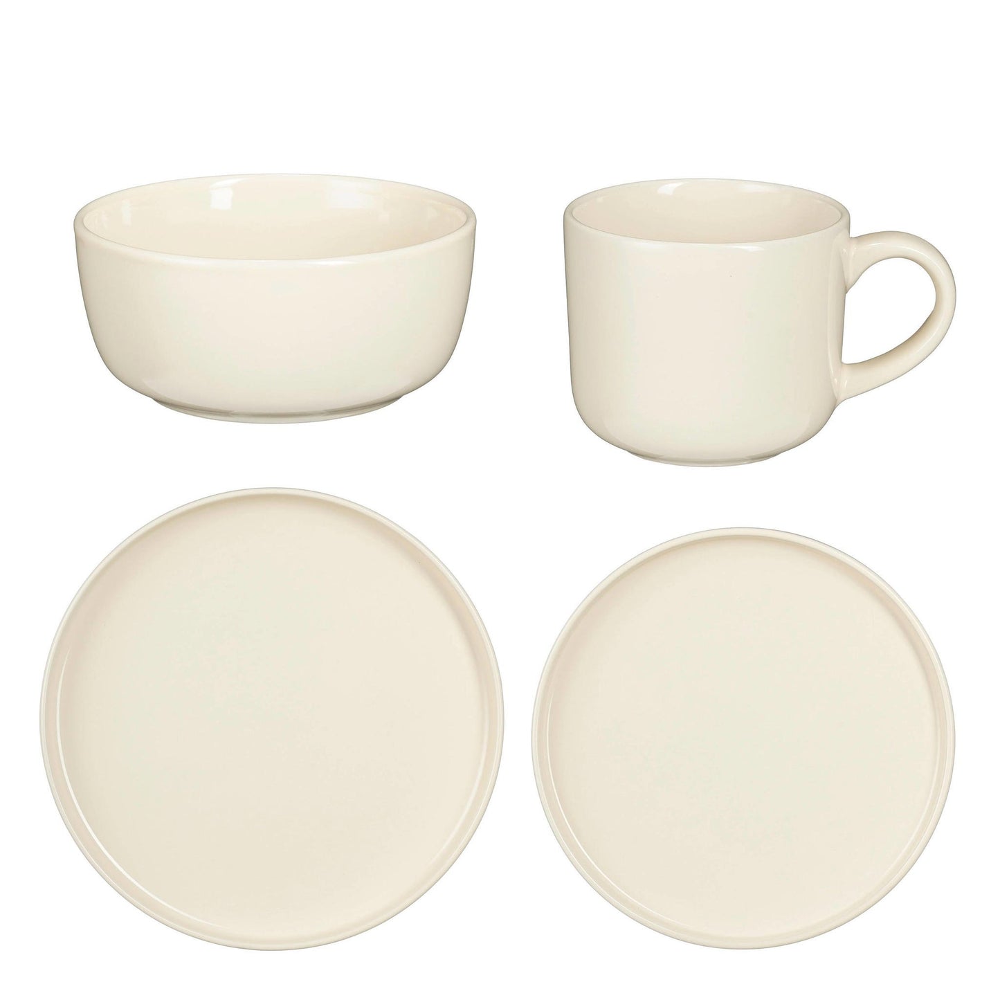 Mica Decorations Ozzu Serviesset Wit – 16-delig – Tijdloos Steen Servies voor 4 Personen – Magnetronbestendig