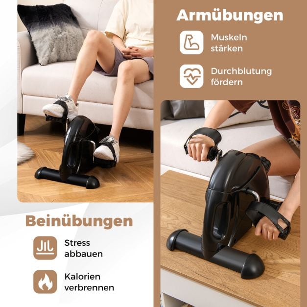 Coast Mini Pedaltrainer – Hometrainer voor Arm- en Beentraining met LCD Display 39 x 35 x 30 cm – Zwart