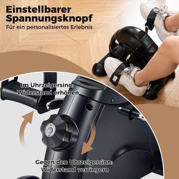 Coast Mini Pedaltrainer – Hometrainer voor Arm- en Beentraining met LCD Display 39 x 35 x 30 cm – Zwart