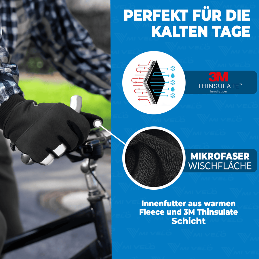 MIVELO THERMO-FIT Winterhandschoenen - Thermisch Fleece & 3M Thinsulate - Zwart - Unisex - Maat M