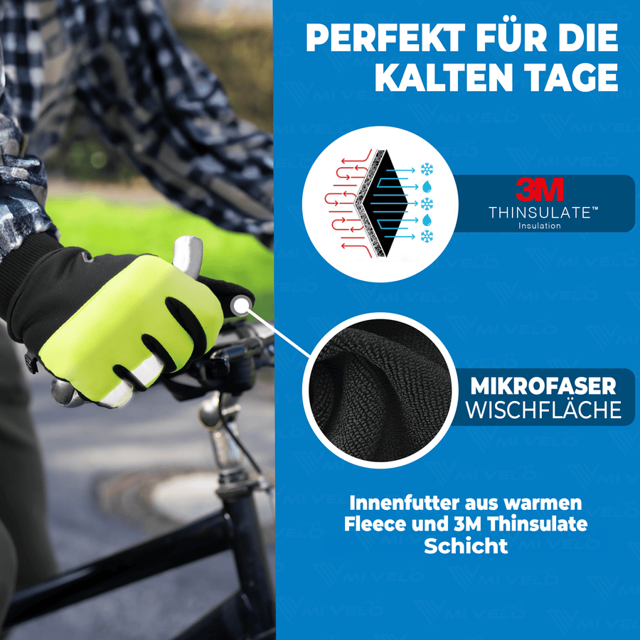 MIVELO THERMO-FIT Winterhandschoenen - Thermisch Fleece & 3M Thinsulate - Geel - Unisex - Maat M