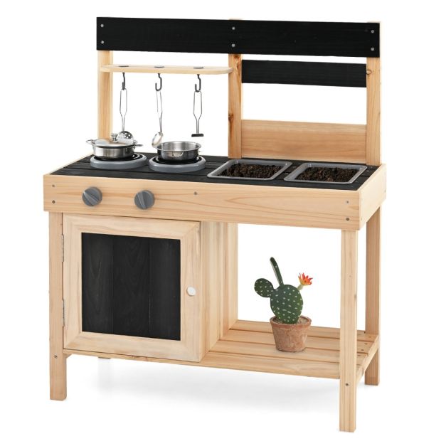 Coast Kinder Speelkeuken met 2 Afneembare Spoelbakken & Fornuis & Keukengerei Buitenkeuken voor Kinderen