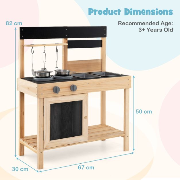 Coast Kinder Speelkeuken met 2 Afneembare Spoelbakken & Fornuis & Keukengerei Buitenkeuken voor Kinderen
