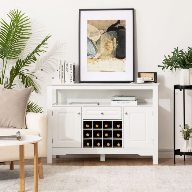 Coast Dressoir – Met Wijnrek – MDF – Modern Design – 117 x 41 x 83 cm – Wit