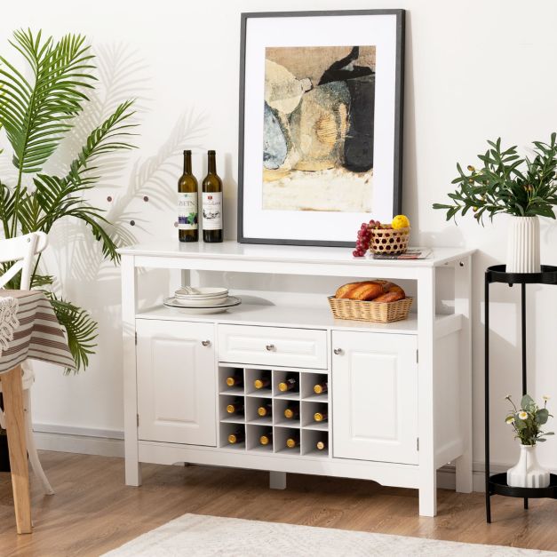 Coast Dressoir – Met Wijnrek – MDF – Modern Design – 117 x 41 x 83 cm – Wit