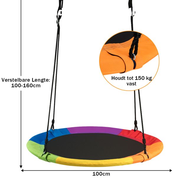 Coast Schommel - Tot 150Kg - φ100cm - Oxford Stof - Tot 180cm Hoog - Veelkleurig