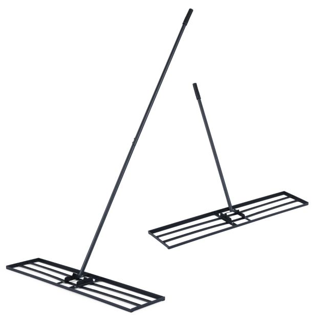 Coast Nivelleerhark Zwart/Zilver – Ergonomische Egaliseerhark voor Gazon – 106 x 25 cm