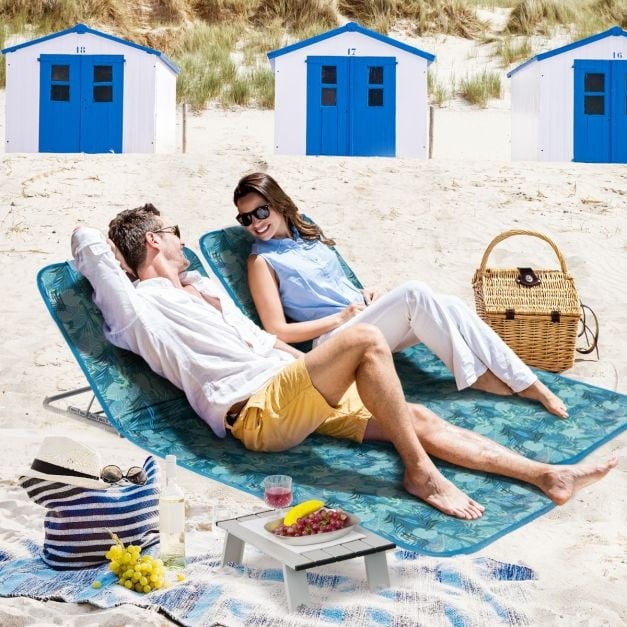 Coast Strandmatten en Bijzettafel - Set van 3 - Turquoiseblauw - Opvouwbaar