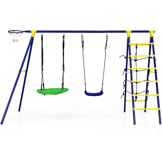 Coast Kinderschommel met Klimrek - 294 x 138 x 176 cm - Blauw