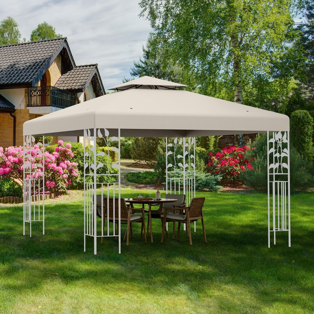 Coast Vervaningsdak - Weerbestendig - 3x3 M - Incl. Afvoergaten & Klittenbandsluitingen - Beige