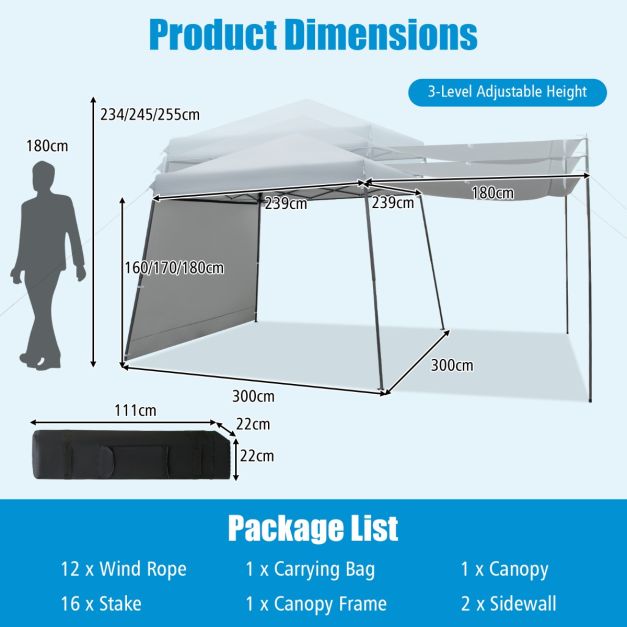 Coast vouwtent met zijwanden - luifels buiten - 305 x 305 cm - 40 kg - oxford stof