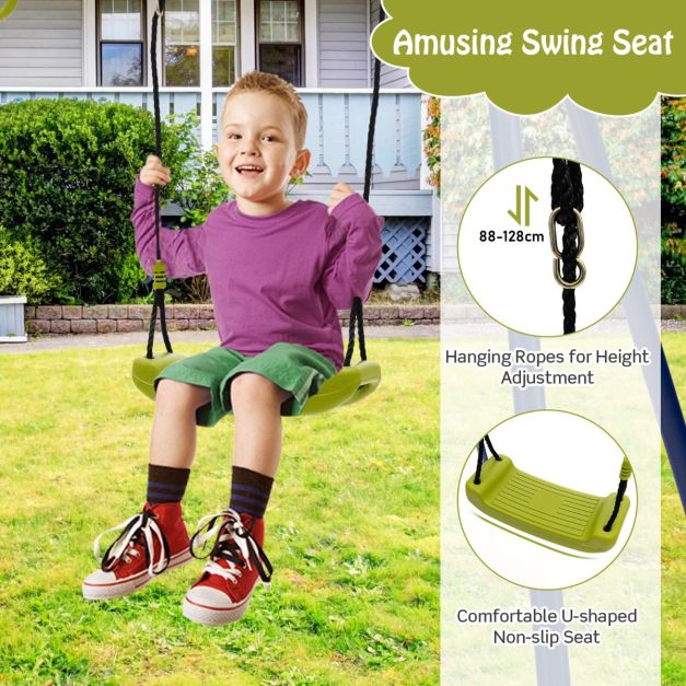 Coast Schommelset Kind – 3-in-1 met Wip & Gymringen – max. 200 kg – 278 x 142 x 177 cm – Blauw/Groen