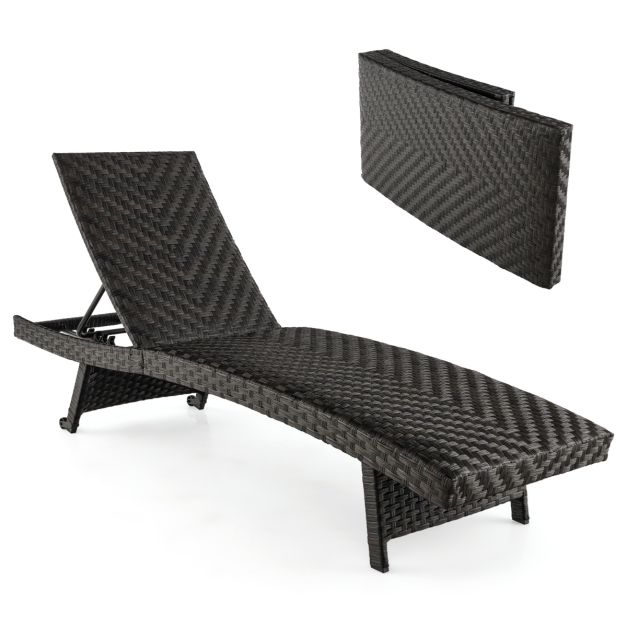 Coast Tuinstoel - Gestoffeerd - 5 Niveaus - Achterwielen - 195 x 61 x 38-97 cm - Zwart