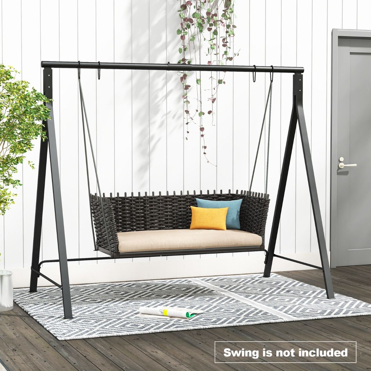 Coast Frame voor Schommelbank/Hangstoel - 5 Ophangringen - Metaal Zwart -210 x 115 x 175 cm - Max 160kg