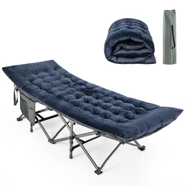 Coast Veldbed - Polyester & Katoen - 190 x 70 x 7 cm - Blauw